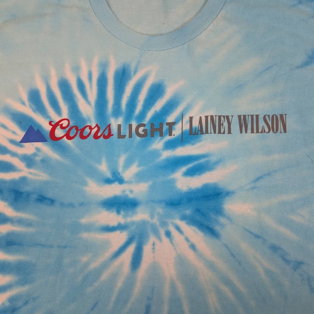 Lainey Wilson Promotional Blue & White Tie Dye Concert Tee Shirt Size Large